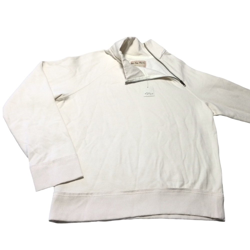NWT We The Free Off-White/cream Quarter-Zip cowl neck Sweatshirt